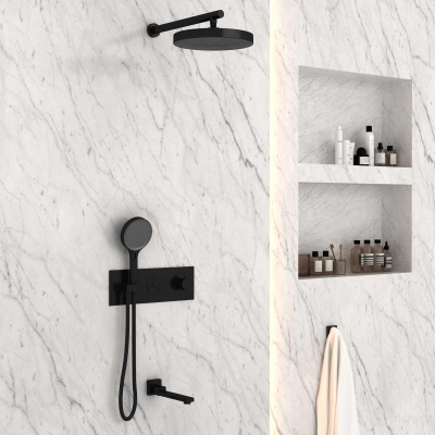 Душевой комплект VSFW-432TI2MB встраиваемый, черный Vincea фото в интернет-магазине Русалия