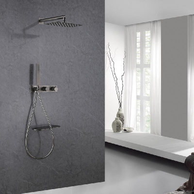 Душевая система ABBER Rund AF8750NG скрытого монтажа с изливом, термостат, никель фото в интернет-магазине Русалия