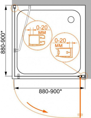 Душевой уголок ELENA-W-A-1-90-C-Cr  90 Cezares фото в интернет-магазине Русалия