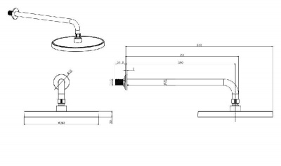 Верхний душ настенный 260мм AQUATEK, матовый черный AQ2080MB фото в интернет-магазине Русалия