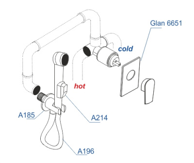 A66096 Встраиваемый комплект для биде со шлангом 150 см Wasserkraft фото в интернет-магазине Русалия