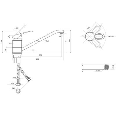 Смеситель Славен для кухни Дача Б (СЛ-ОД-Б21) фото в интернет-магазине Русалия
