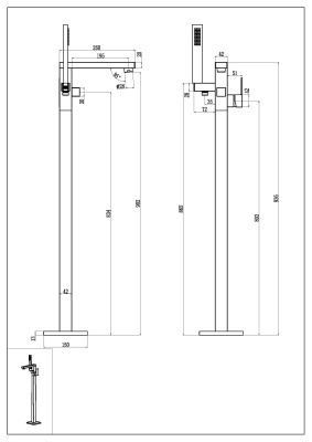 Смеситель напольный, QUBIC Bronze 479-BR фото в интернет-магазине Русалия