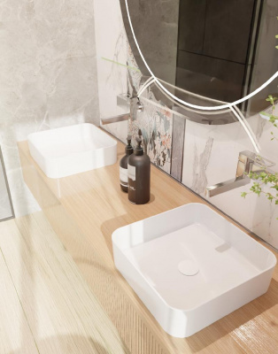 AQM5008 Раковина настольная отдельностоящая прямоугольная. 400*400*110 фото в интернет-магазине Русалия