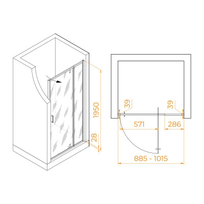 Душевая дверь RGW PA-008B 900, стекло матовое-сатинат, профиль черный фото в интернет-магазине Русалия