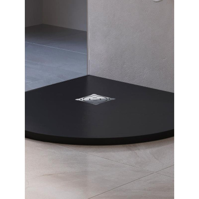 Каменный душевой поддон полукруглый RGW ST/R-G Графит  1000x1000 фото в интернет-магазине Русалия