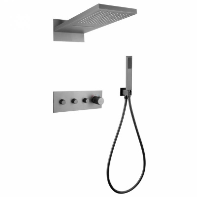 Душевая система ABBER Rund AF8752NG скрытого монтажа без излива, термостат, никель фото в интернет-магазине Русалия