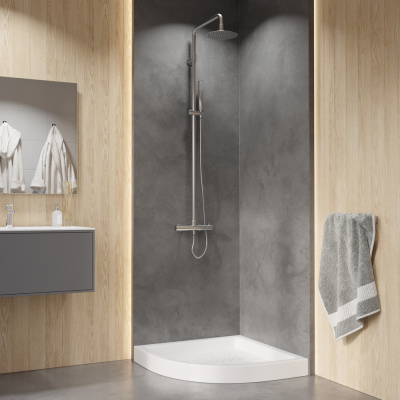 Душевой поддон керамический полукруг 800x800 фото в интернет-магазине Русалия