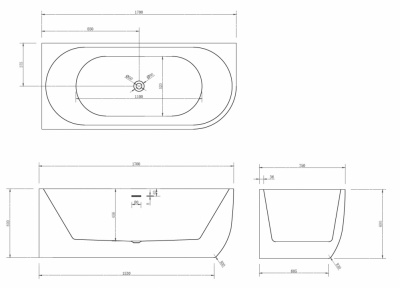 Акриловая ванна ABBER AB9315 L 170х75х60 см фото в интернет-магазине Русалия