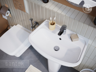 Раковина Santek Лонги 600х420 отверстие под смеситель 1WH501756 фото в интернет-магазине Русалия