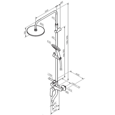 977740000 Jupiter душевая система с ванно-душевым смесителем, хром Damixa фото в интернет-магазине Русалия