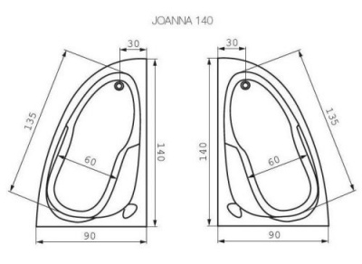 Ванна акриловая Joanna 140х90 правая P-WA-JOANNA*140-R Cersanit фото в интернет-магазине Русалия