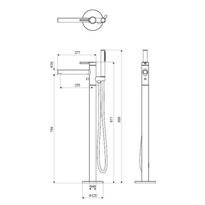 Смеситель для ванны отдельностоящий EXCELLENT Pi AREX.1255BL (черный мат) фото в интернет-магазине Русалия