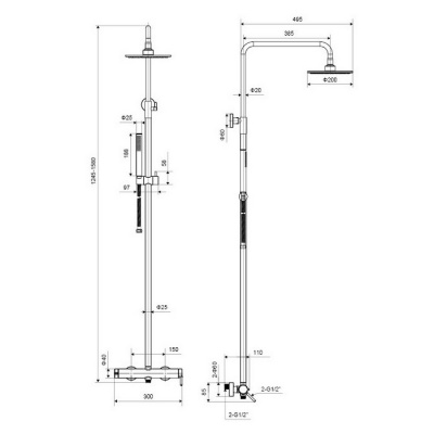 Система для душа наружного монтажа EXCELLENT Rain Pi AREX.1281GL (золото) фото в интернет-магазине Русалия