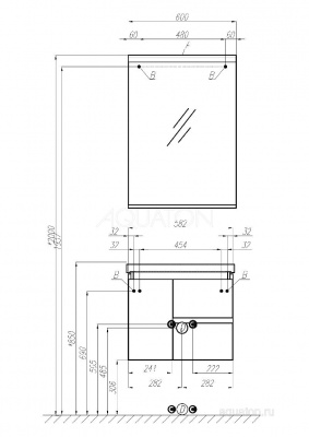Тумба под раковину AQUATON Рене 60 белый, грецкий орех 1A258501NRC80 фото в интернет-магазине Русалия